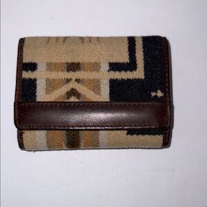 Pendleton Geometric Pattern Tri-fold Wallet with Brown Accents